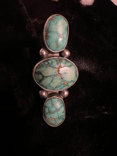 Turquoise 3 Stone/Sterling Silver Ring - RMH228