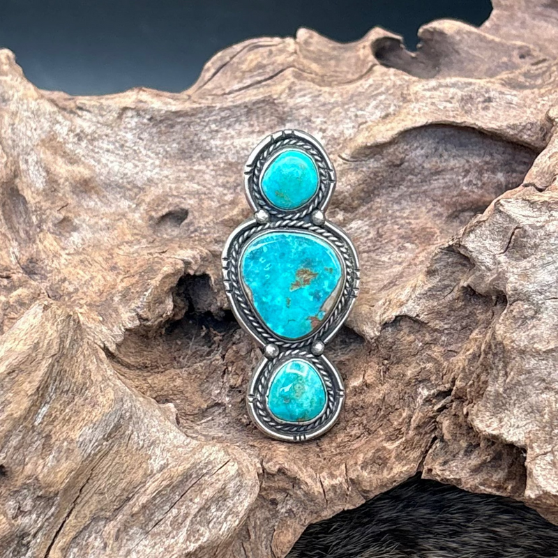 Turquoise 3 Stone/Sterling Silver Ring - RMH28