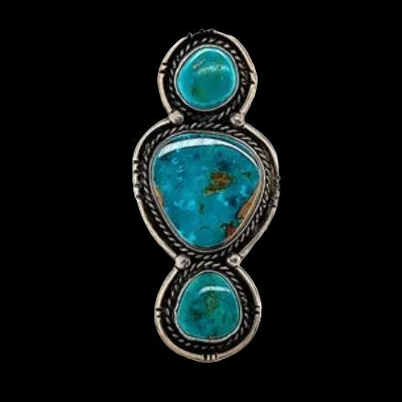 Turquoise 3 Stone/Sterling Silver Ring - RMH28