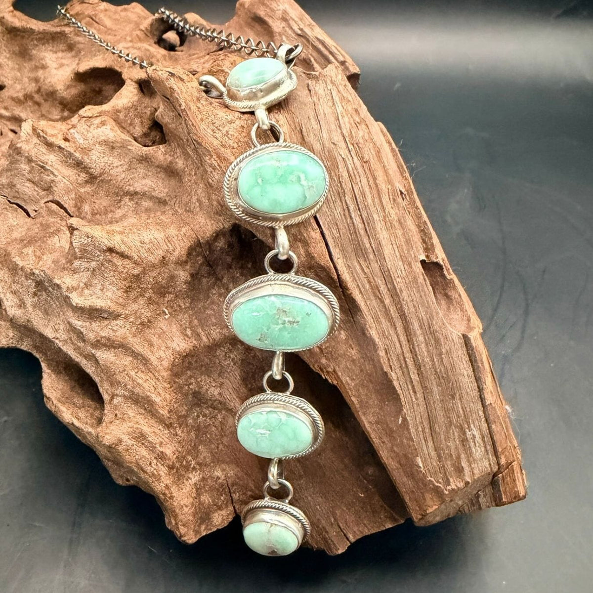 Turquoise 5-Stone Sterling Chain Necklace - NSL40