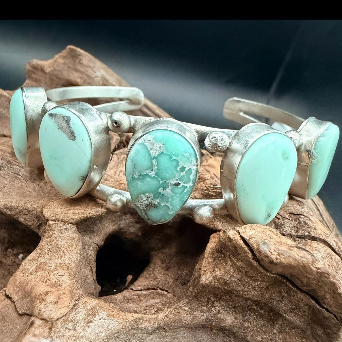 Turquoise 5-Stone Sterling Cuff - CSL28