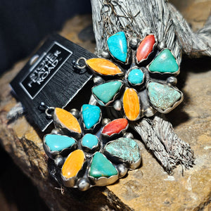 Turquoise and Spiny O. Cluster Earrings- ESW59
