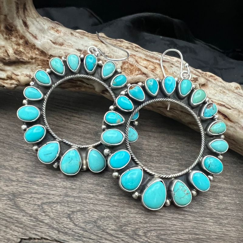 Turquoise Circle Earrings - ESL111
