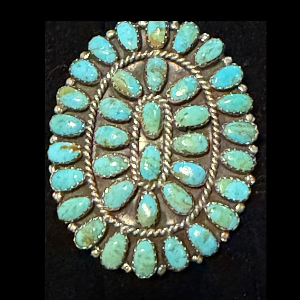 Turquoise Cluster Needlepoint 36-Stone Ring - Size 8 - RMH354