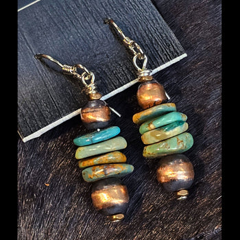 Turquoise / Copper Pearls - ESZ154