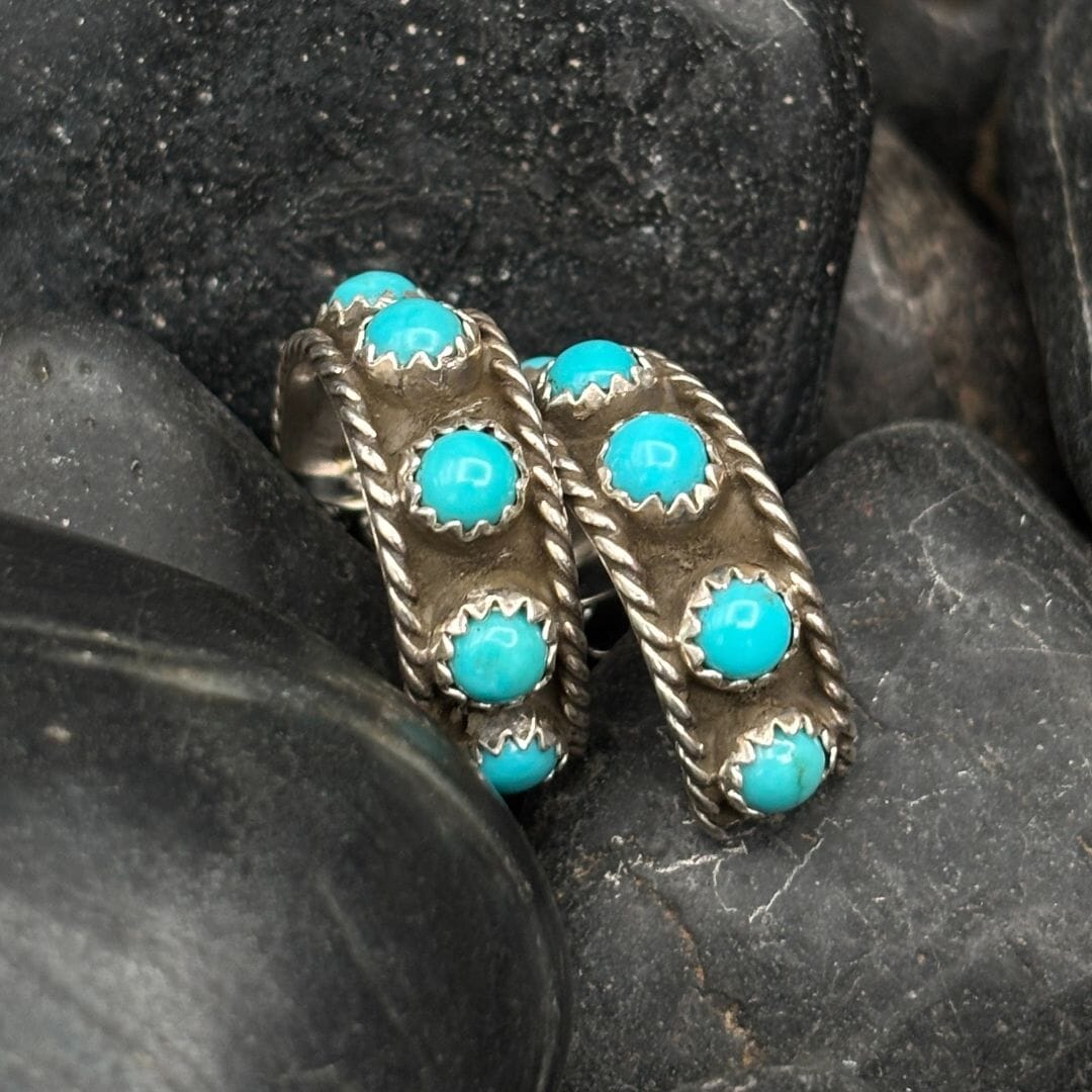 Turquoise Dot Hoop Earrings - EAZ191