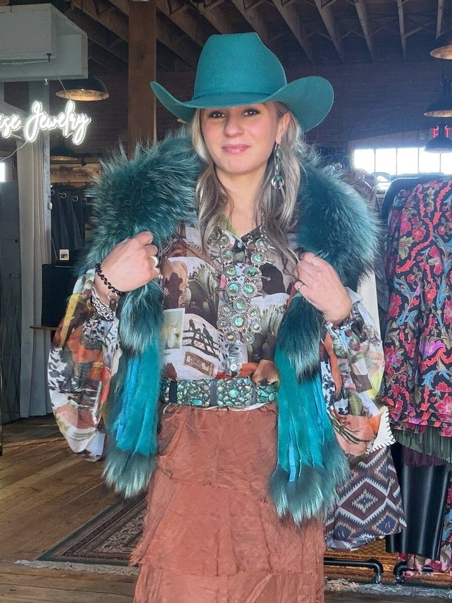 Turquoise Fur Collar - MKCOLR-TQ