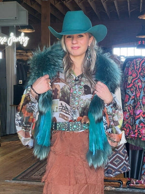 Turquoise Fur Collar - MKCOLR-TQ