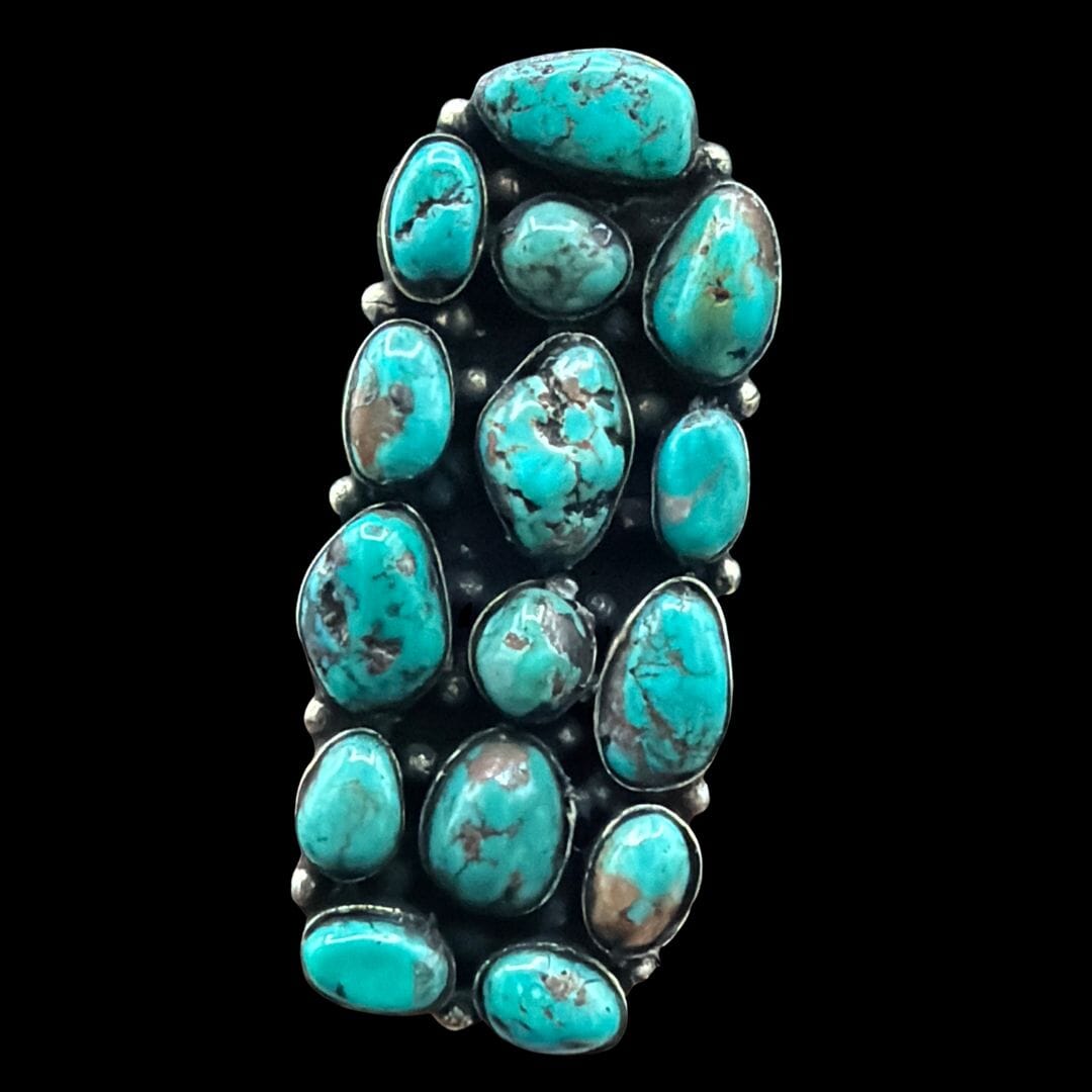 Turquoise German Silver Cluster Ring - RBAR7