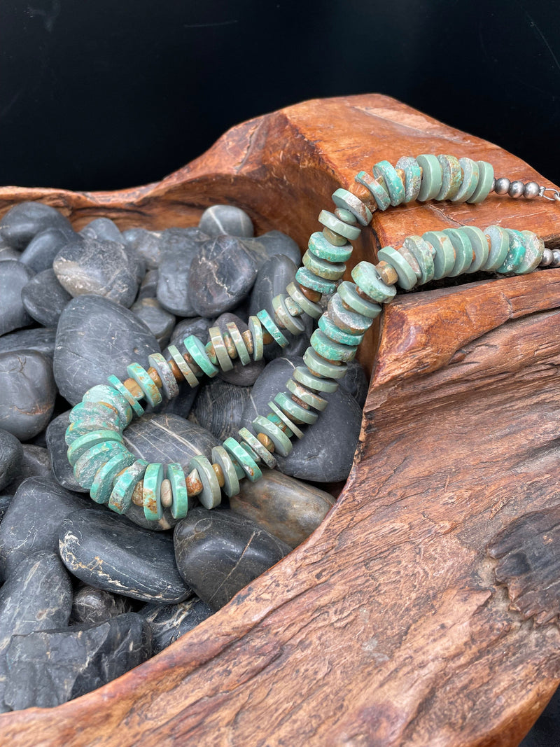 Turquoise Graduated Disc/Nugget 18" Necklace - NCB60