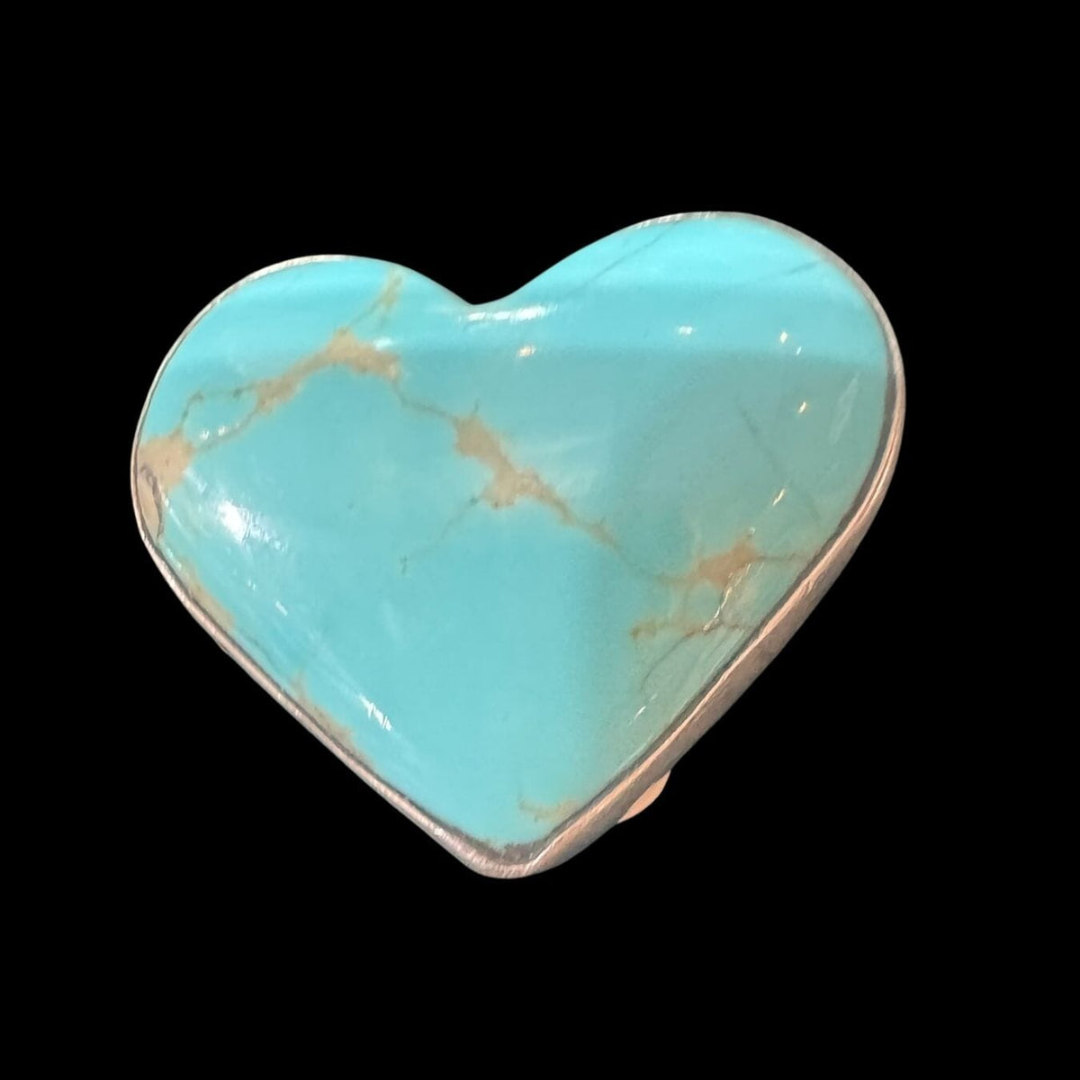 Turquoise Heart Sterling Ring - Size 6 - RMH439