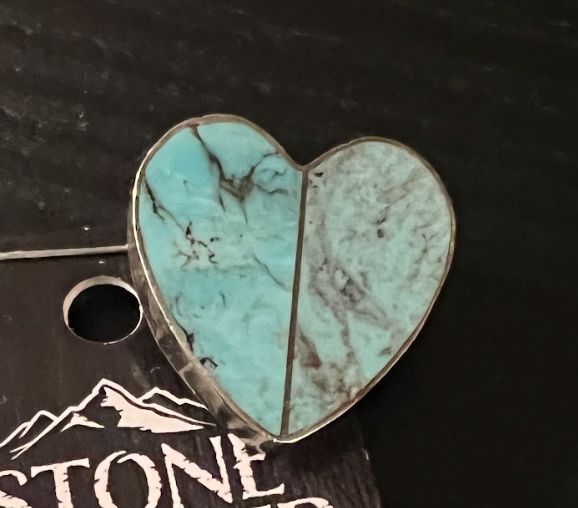 Turquoise Heart Stick Pin - PNMH9