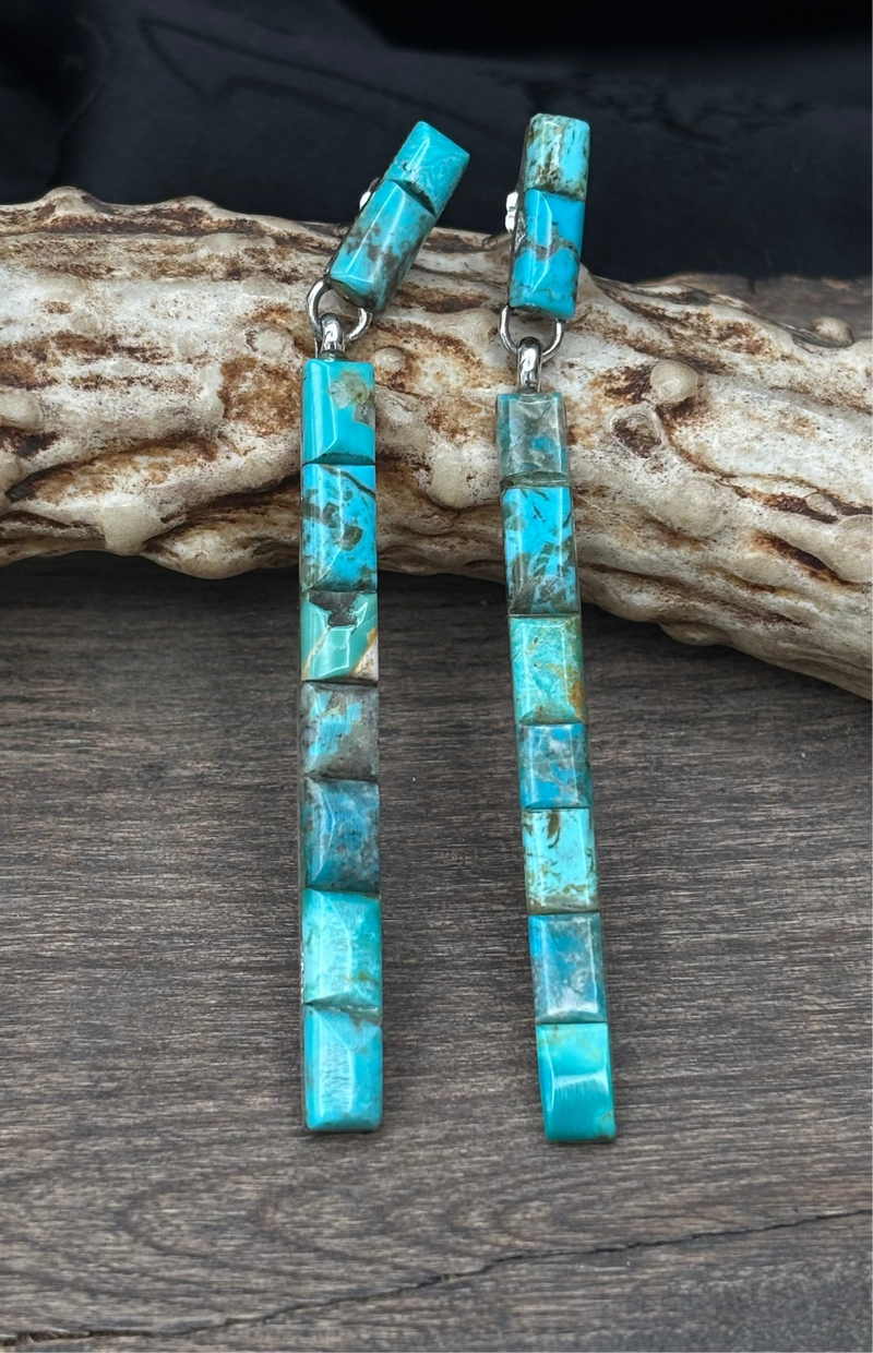 Turquoise Inlayed Dangle Earring - ESW171