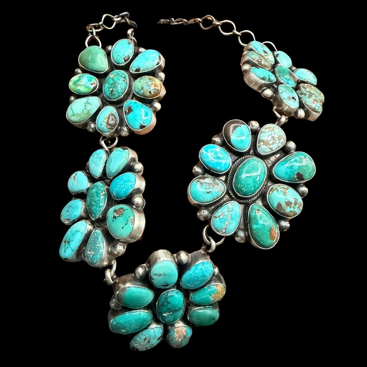 Turquoise Large Cluster Set (Necklace) with Post Cluster Earrings - SETSL104