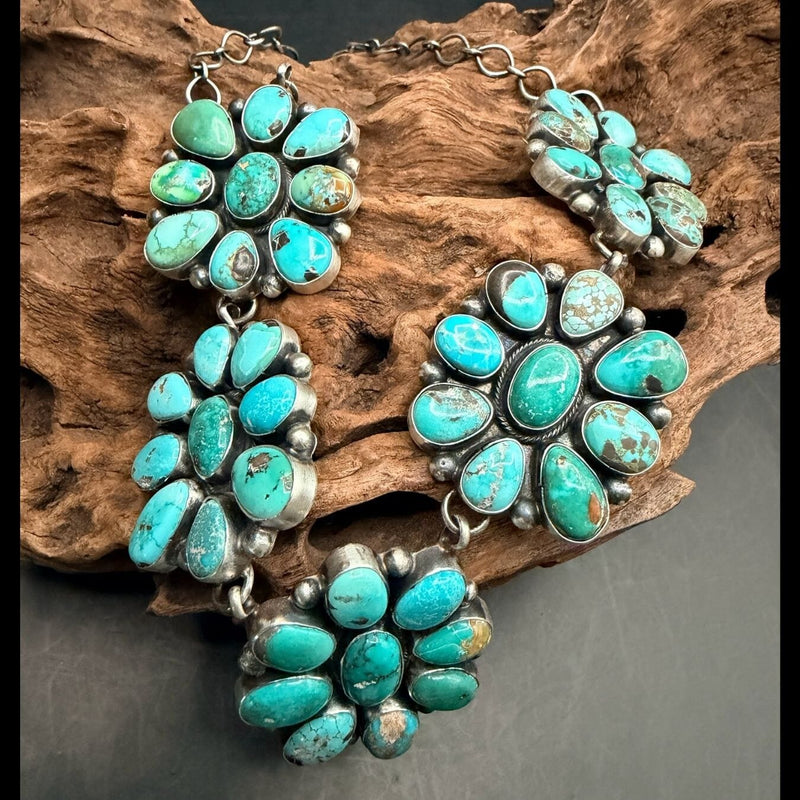 Turquoise Large Cluster Set (Necklace) with Post Cluster Earrings - SETSL104