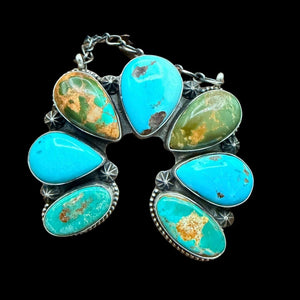 Turquoise Naja 7-Stone / Sterling Chain Necklace - NSL39