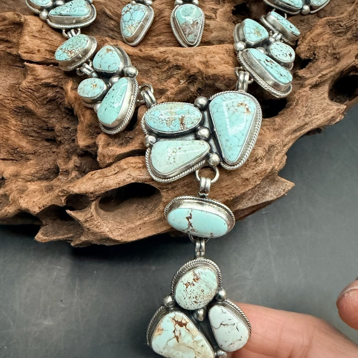 Turquoise Necklace & Earrings Set - SETSL105