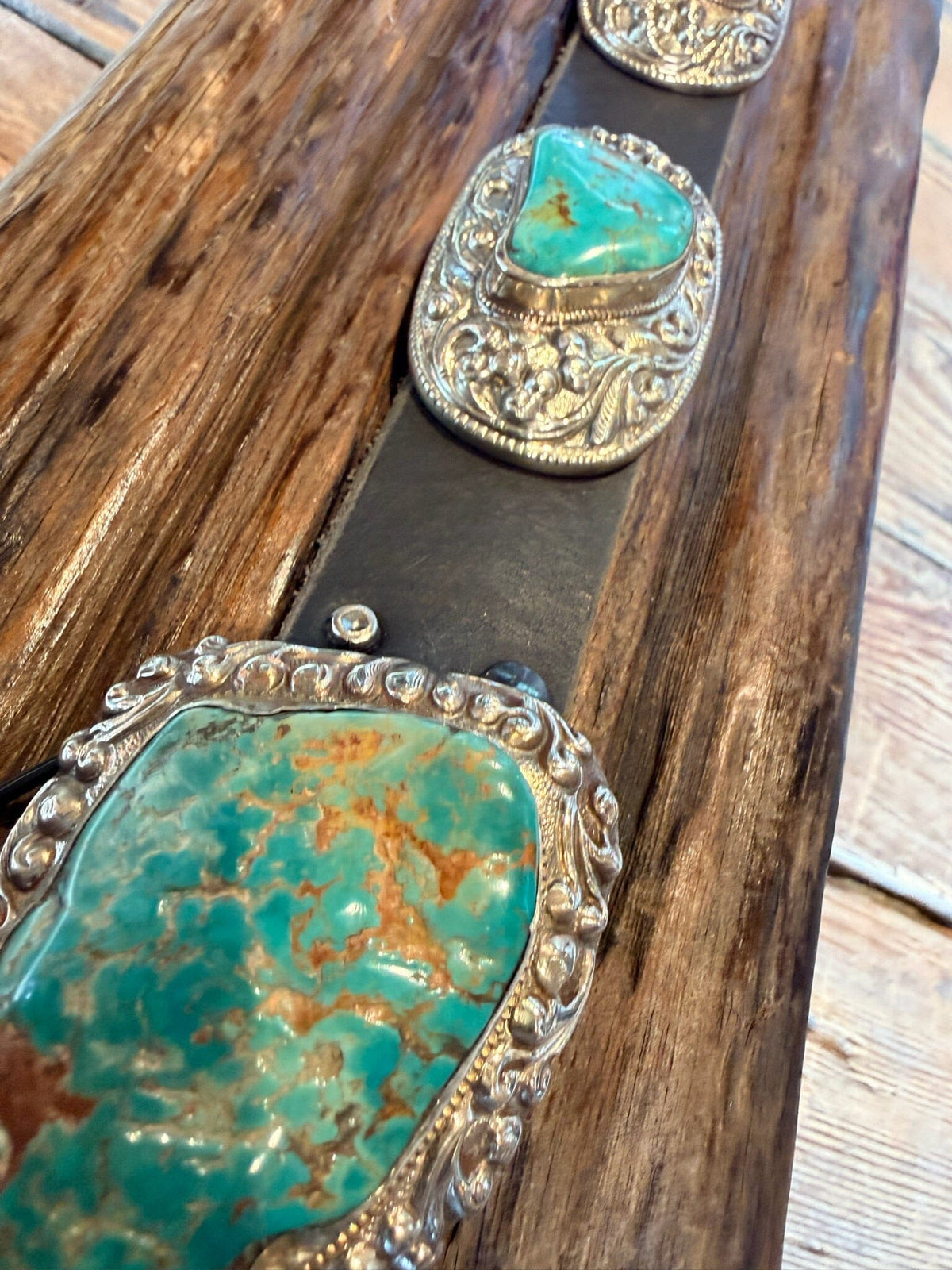 Turquoise Nugget/German Silver Concho Belt - BBAR66-T4