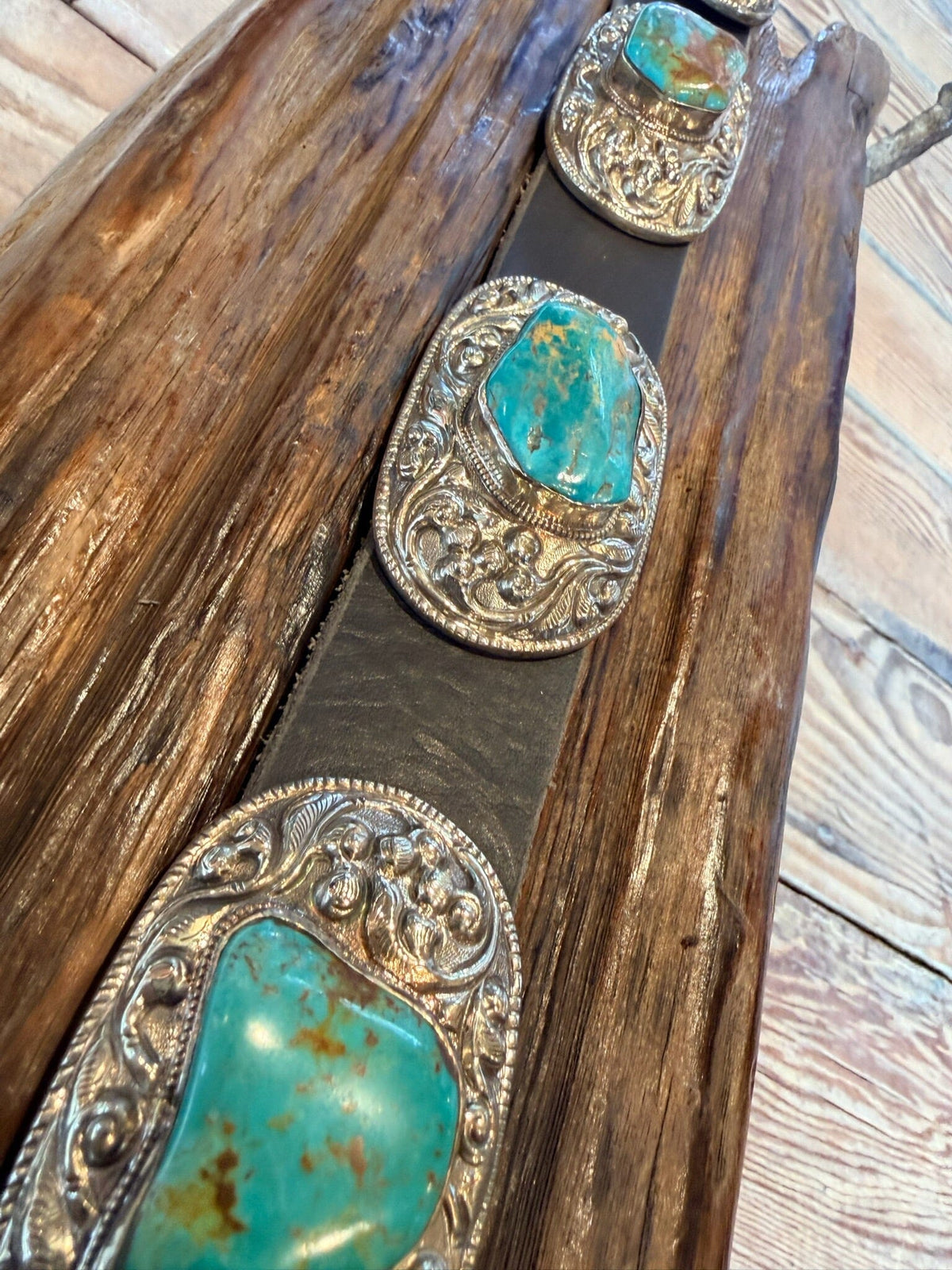 Turquoise Nugget/German Silver Concho Belt - BBAR66-T4