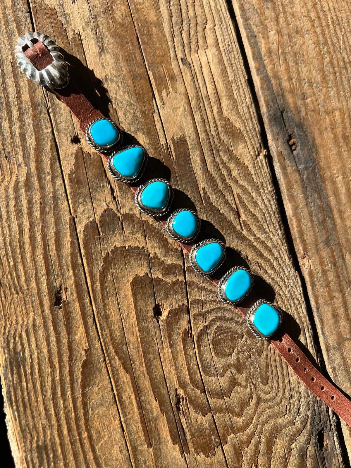 Turquoise on Leather Bracelet - CAZ78