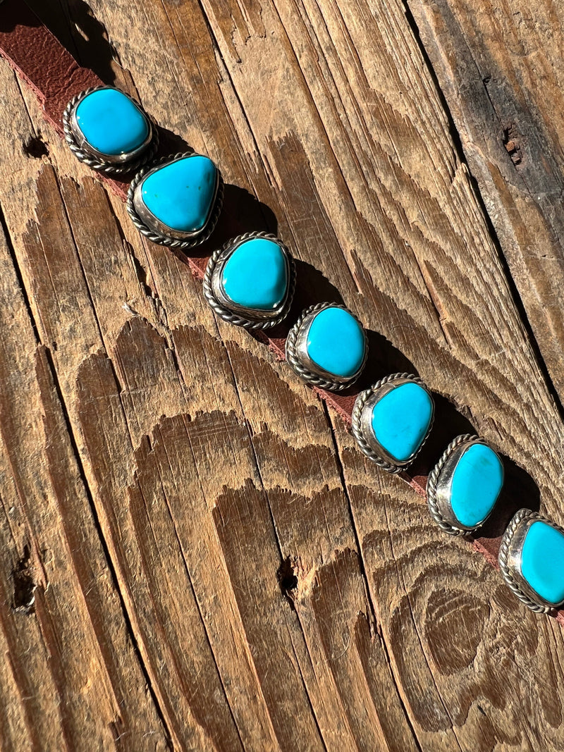 Turquoise on Leather Bracelet - CAZ78