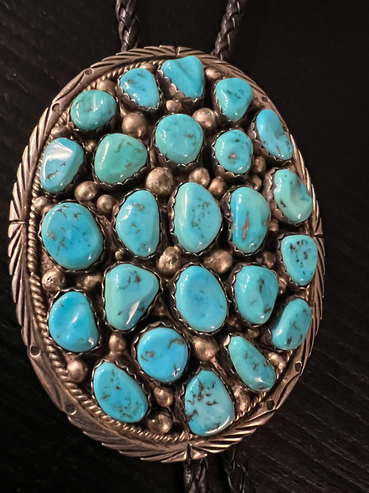 Turquoise Oval 25 Stone Bolo - BMH30