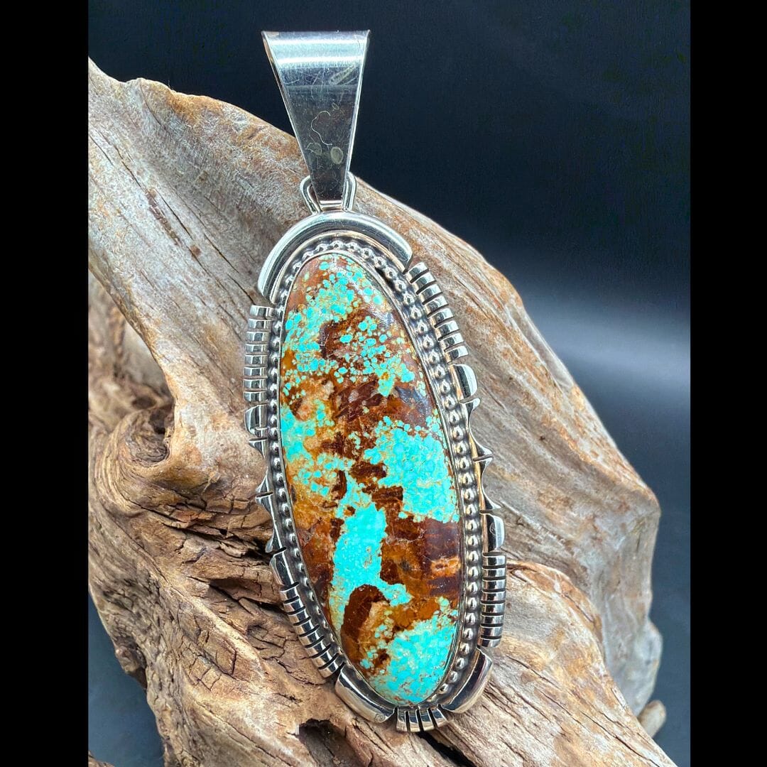 Turquoise Oval Long Pendant - PSL102