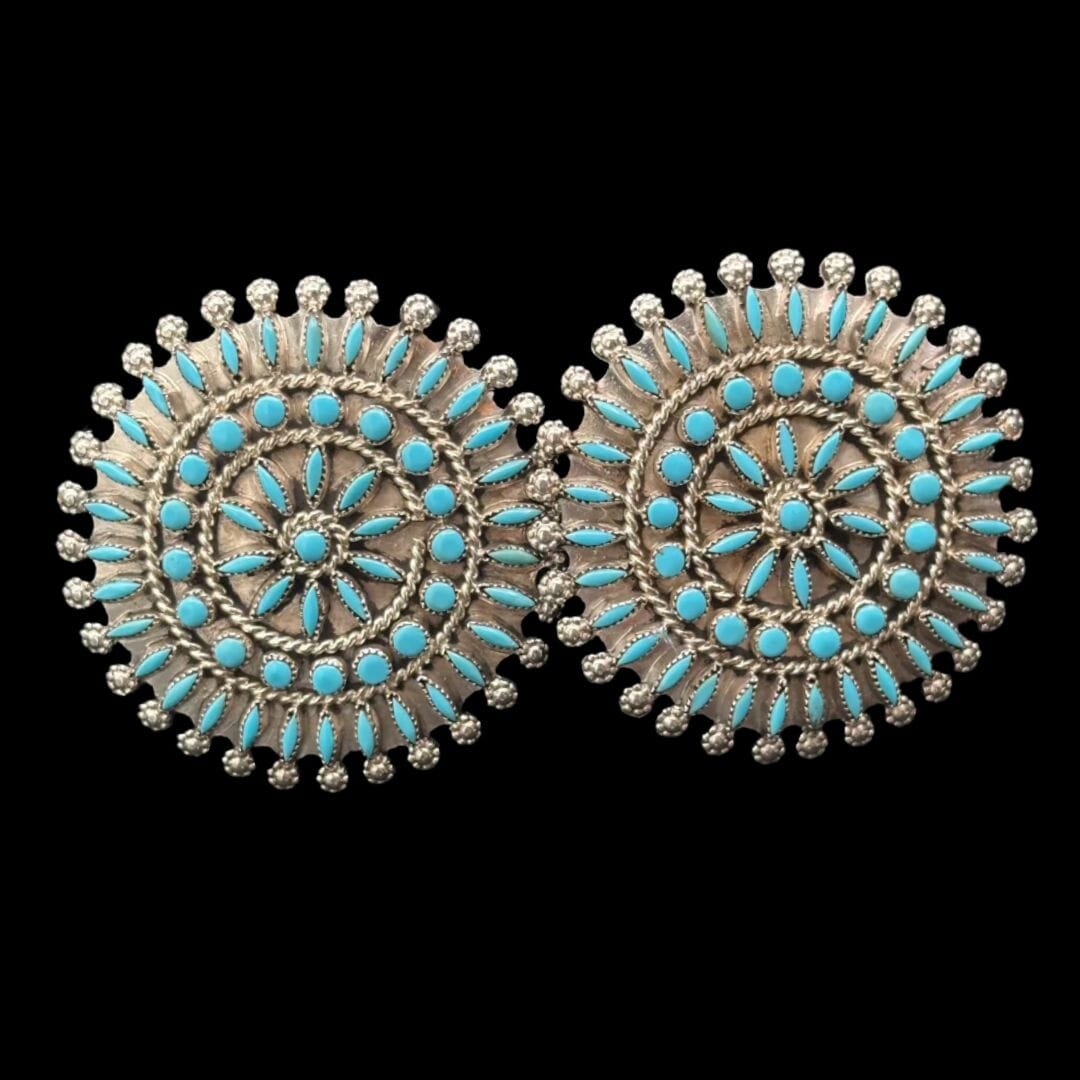 Turquoise Petit Point Zuni Earrings - ESW139