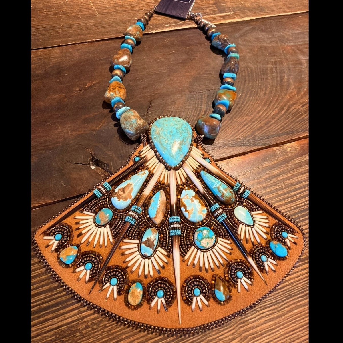 Turquoise & Porcupine Quills Necklace - NSZ133