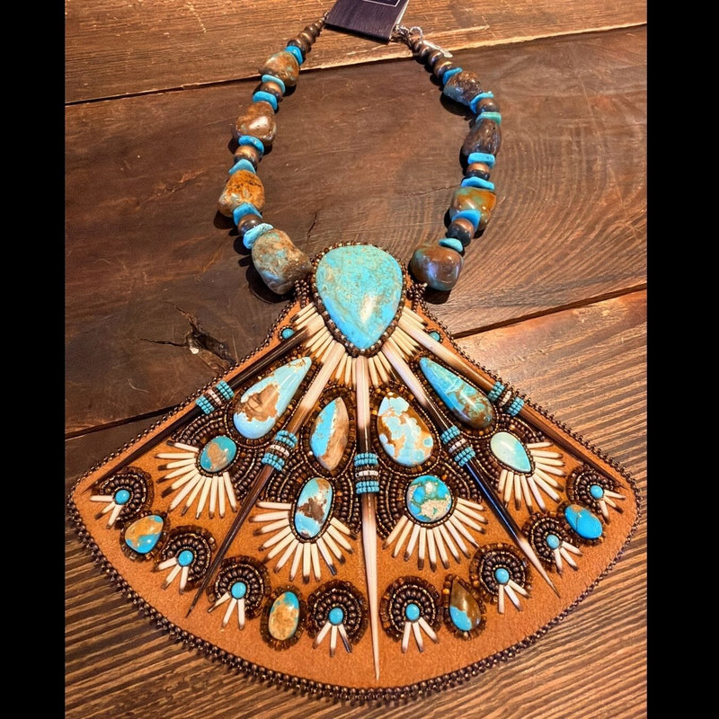 Turquoise & Porcupine Quills Necklace - NSZ133