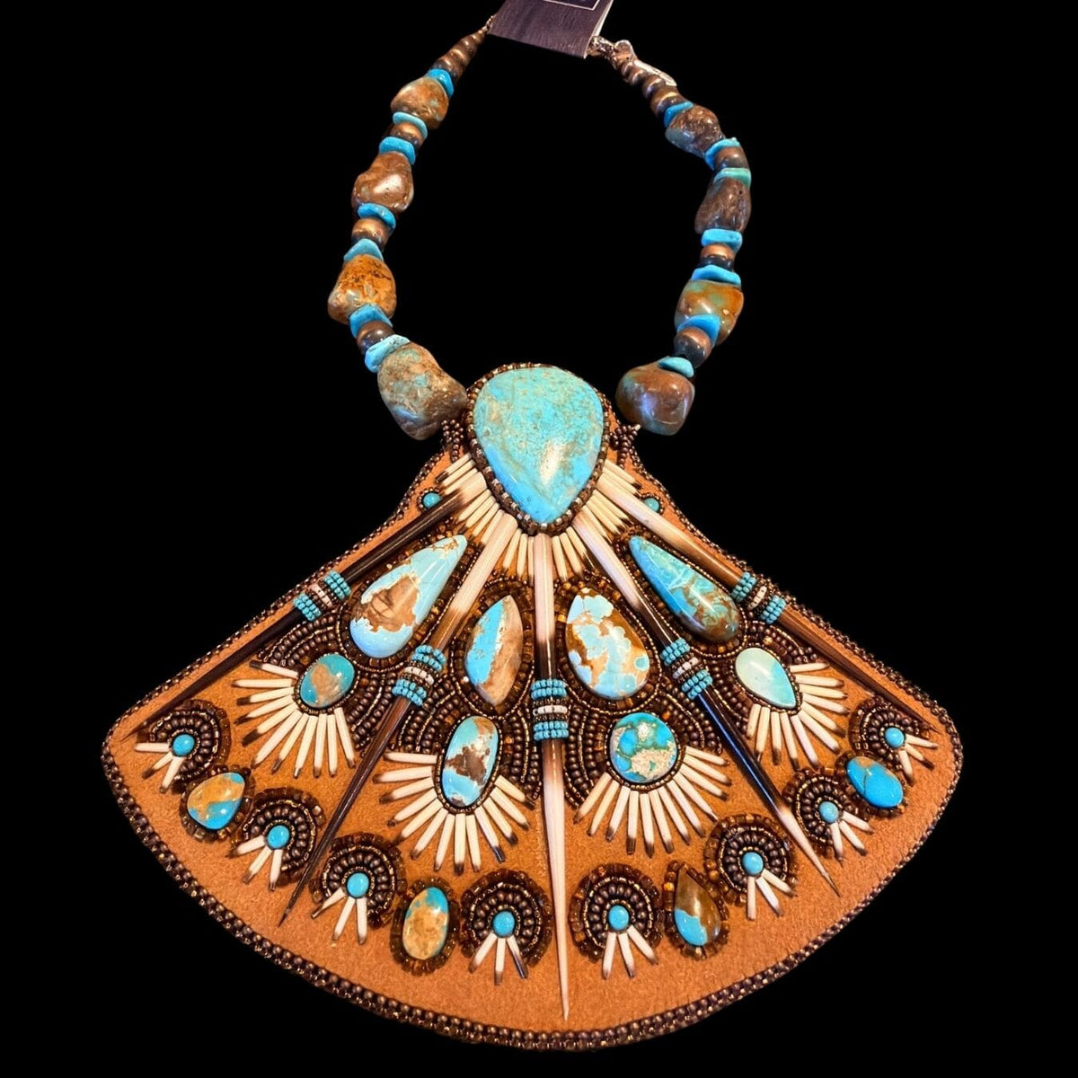 Turquoise & Porcupine Quills Necklace - NSZ133