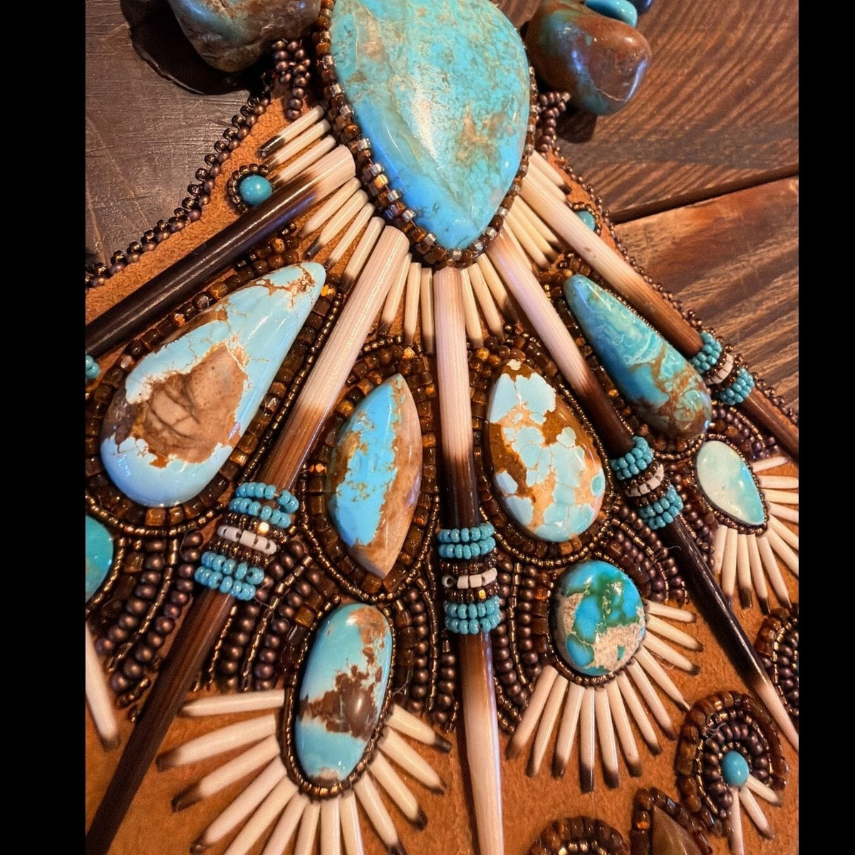 Turquoise & Porcupine Quills Necklace - NSZ133