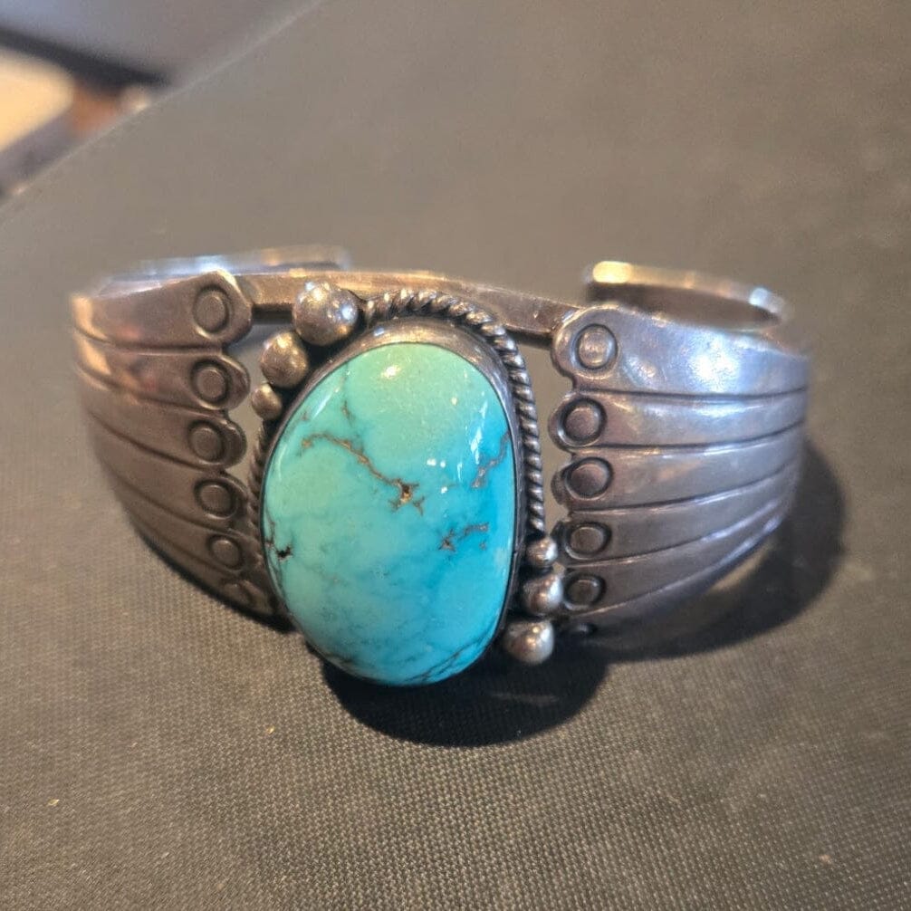 Turquoise Single Stone/Sterling Silver Cuff - CES10