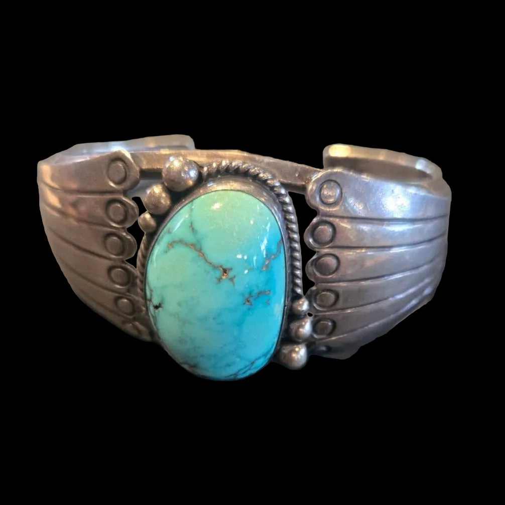 Turquoise Single Stone/Sterling Silver Cuff - CES10