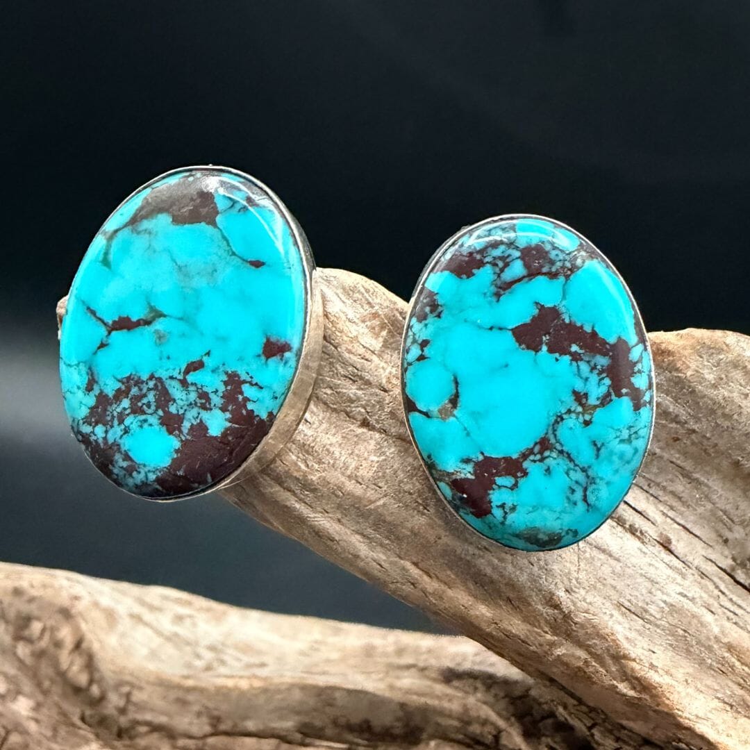 Turquoise Slab Post Earrings - EAZ216