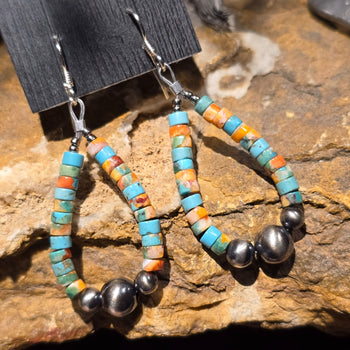 Turquoise / Spiny O / Silver Pearl Earrings - ESZ181
