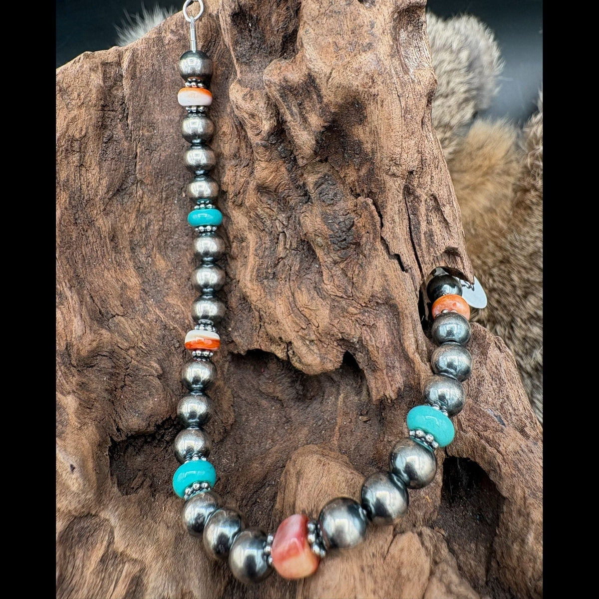 Turquoise / Spiny Oyster / Sterling Bracelet - BRSL13