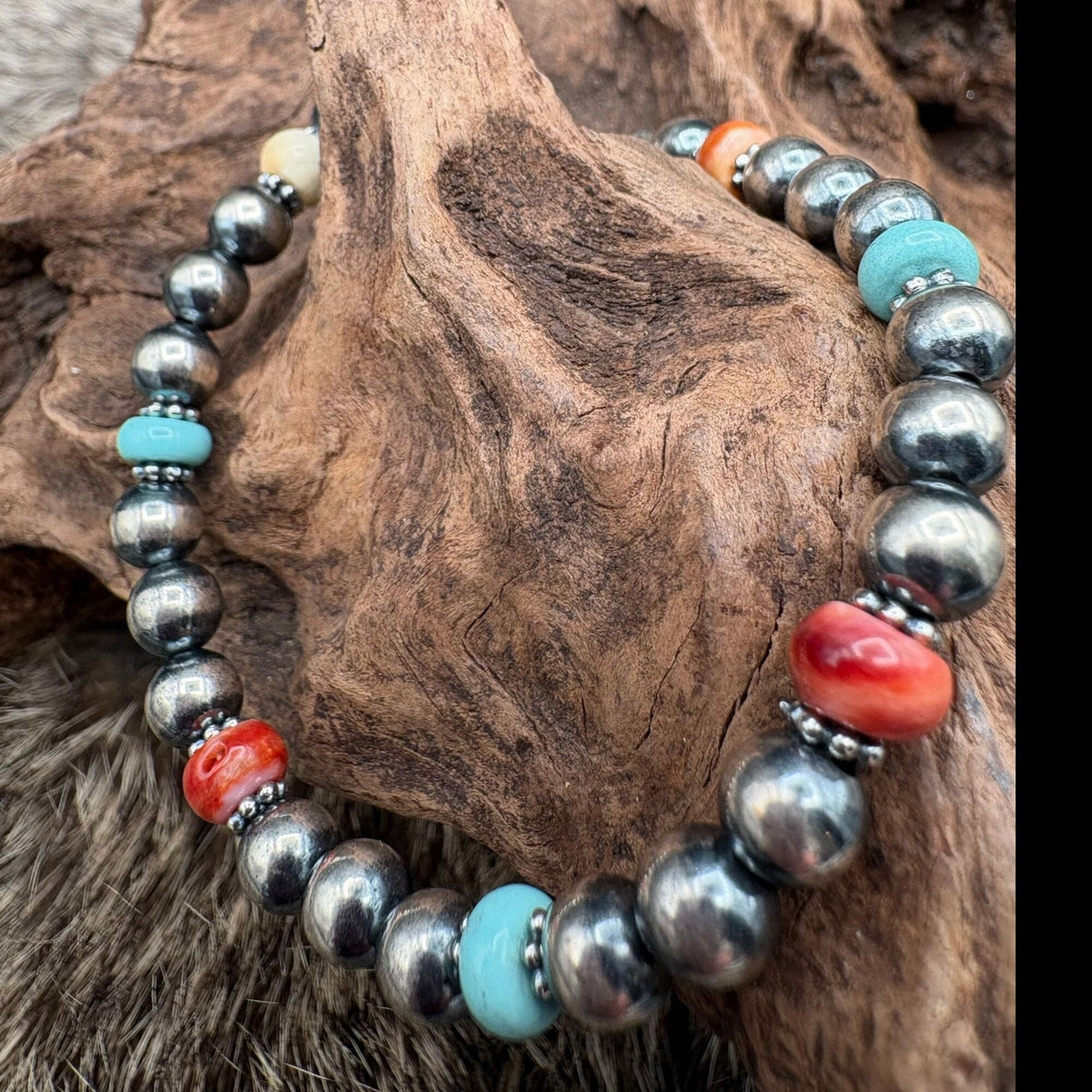 Turquoise / Spiny Oyster / Sterling Bracelet - BRSL13