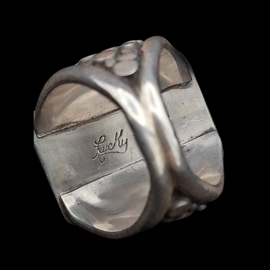 Turquoise & Sterling Rectangle Ring – Size 10½ (Lucky Hallmark) - RMH215