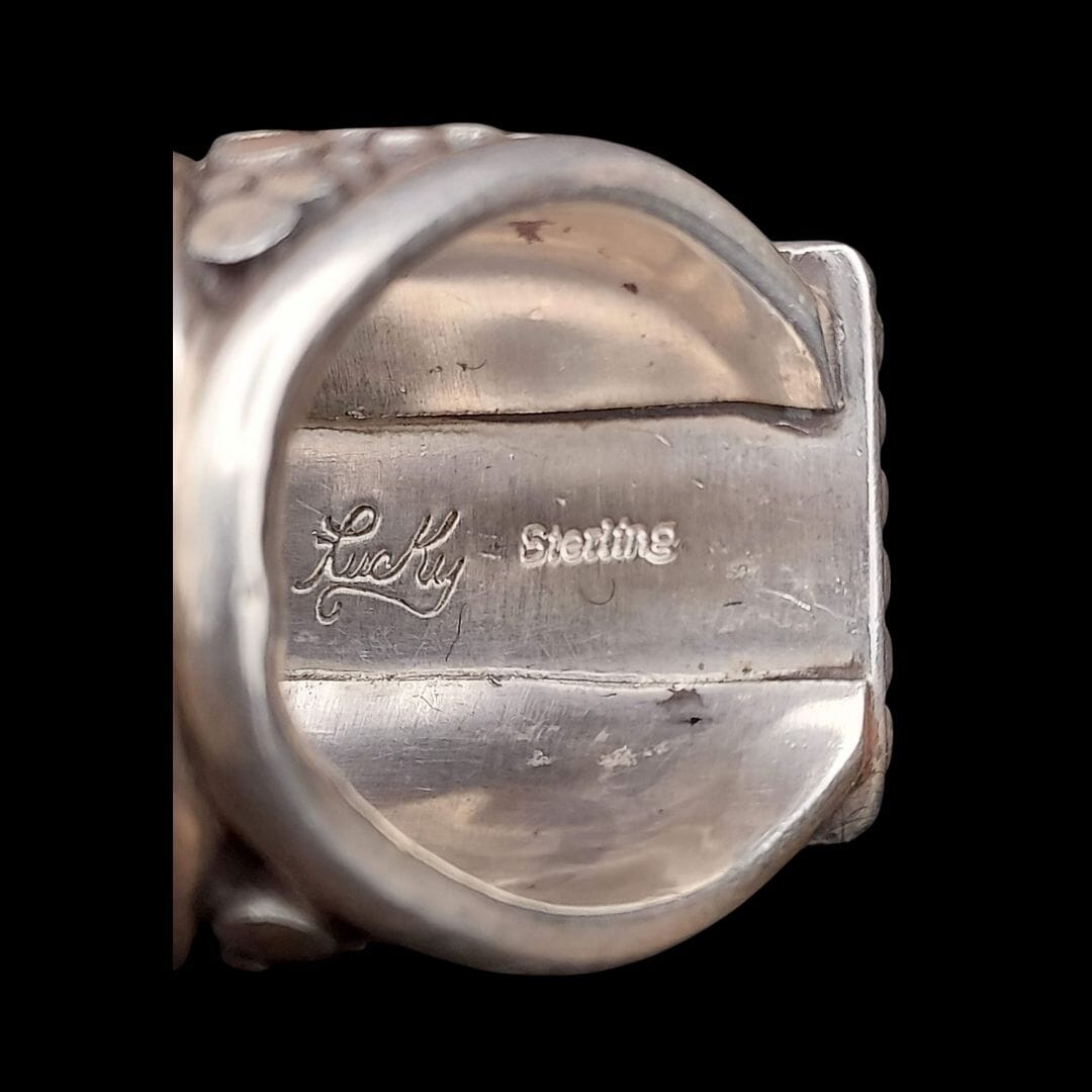 Turquoise & Sterling Rectangle Ring – Size 10½ (Lucky Hallmark) - RMH215