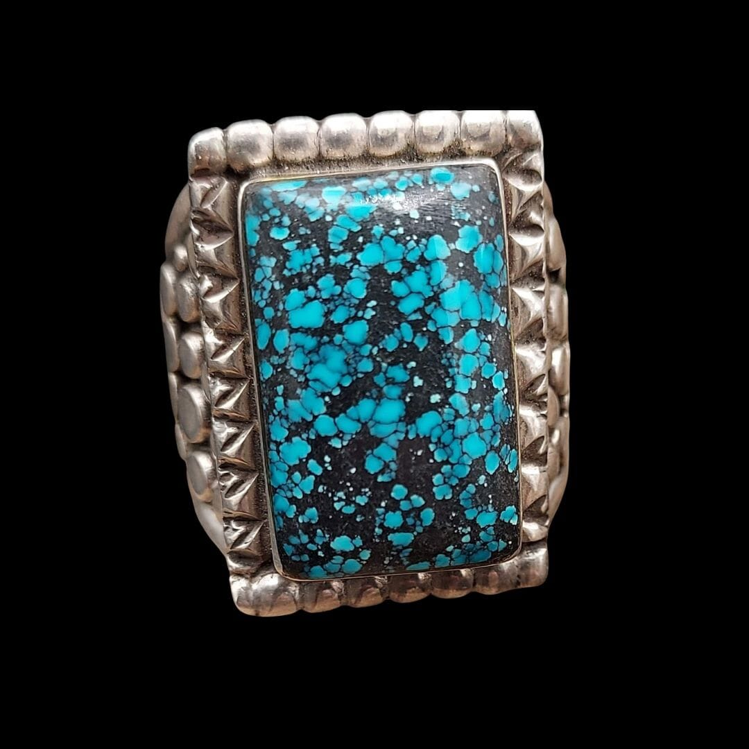 Turquoise & Sterling Rectangle Ring – Size 10½ (Lucky Hallmark) - RMH215