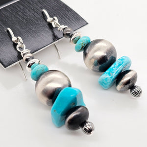 Turquoise / Sterling Silver Stack Earrings - ESZ174