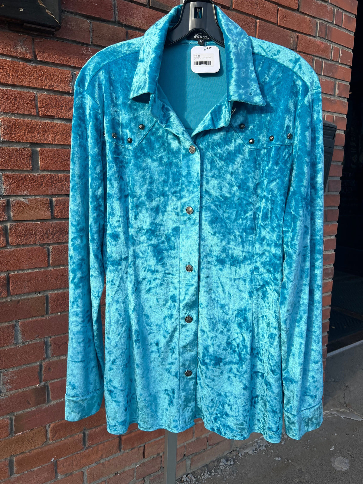 Turquoise Velvet Blouse - RR375Q