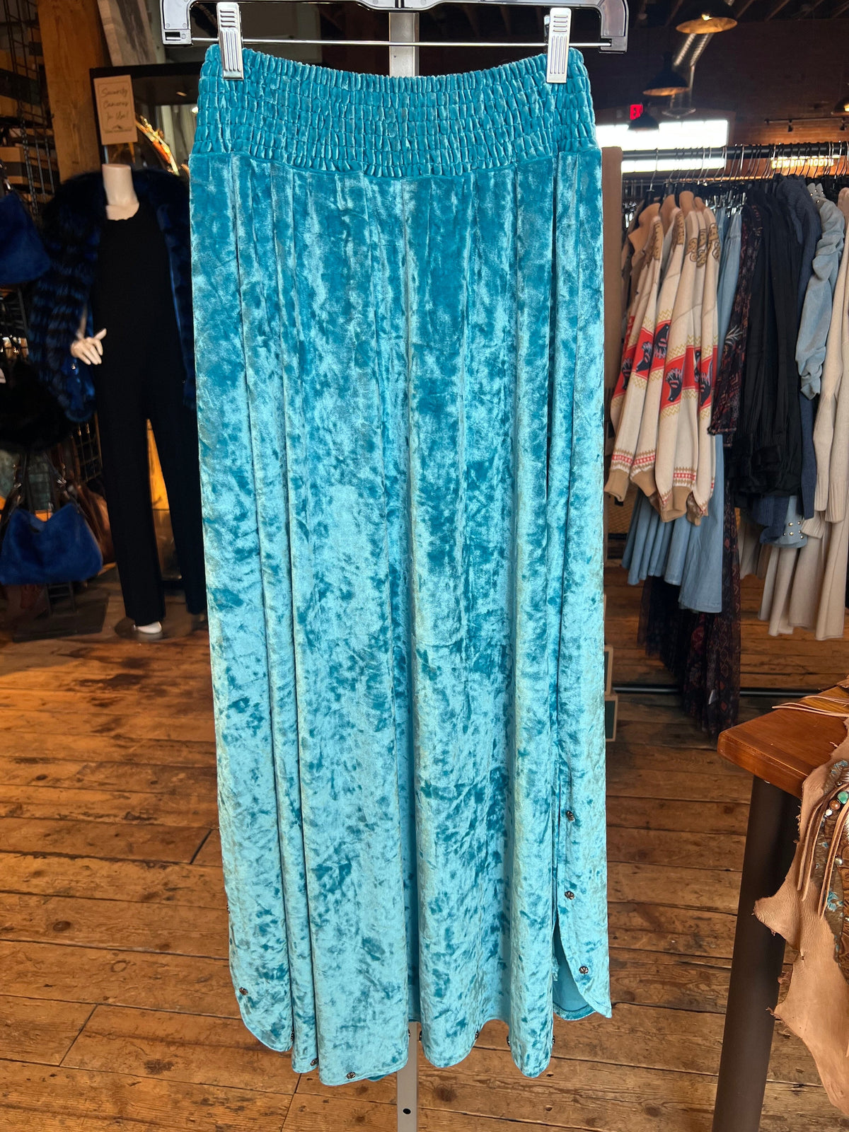 Turquoise Velvet Skirt - RR575Q