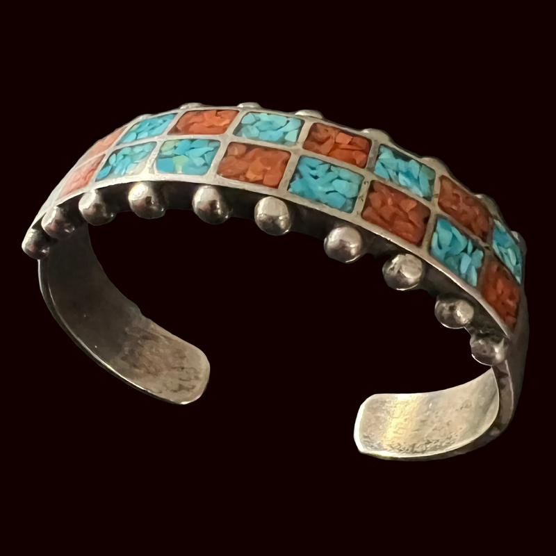 Turquoise/Coral Inlay Cuff - CMH188