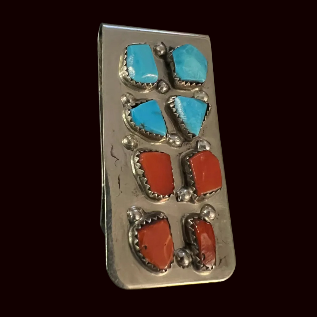 Turquoise/Coral/Sterling Money Clip - MCMH3