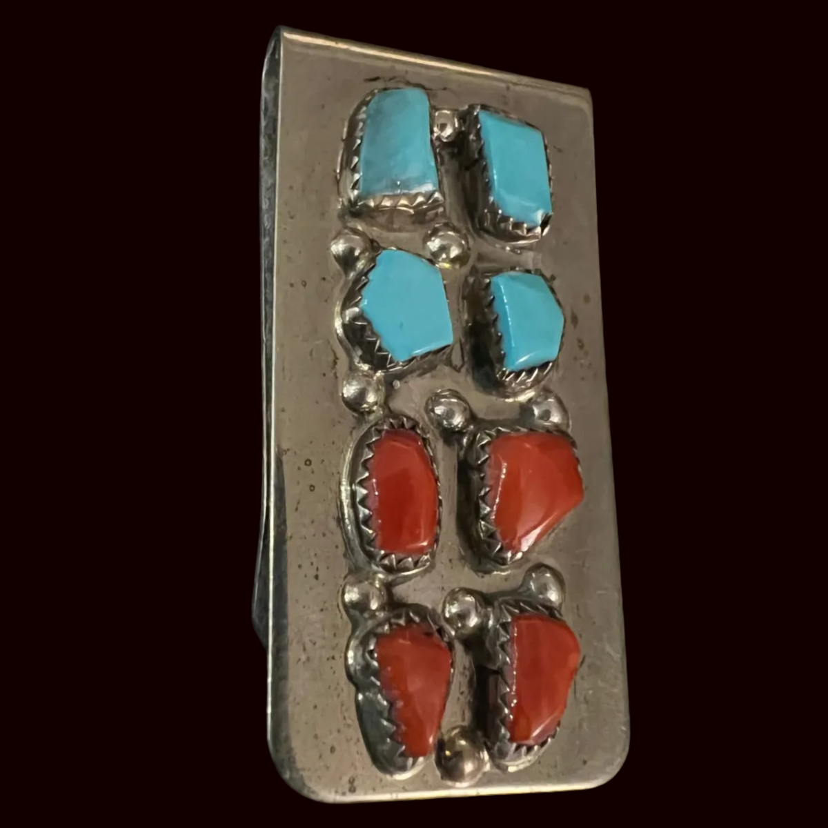 Turquoise/Coral/Sterling Money Clip - MCMH4