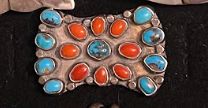 Turquoise/Coral/Sterling Ring - RMH241