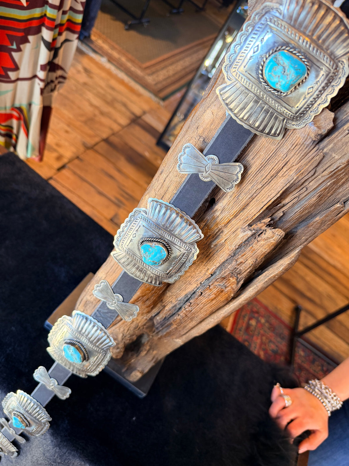 Turquoise/German Silver Arrowhead Concho Belt - BBAR238T