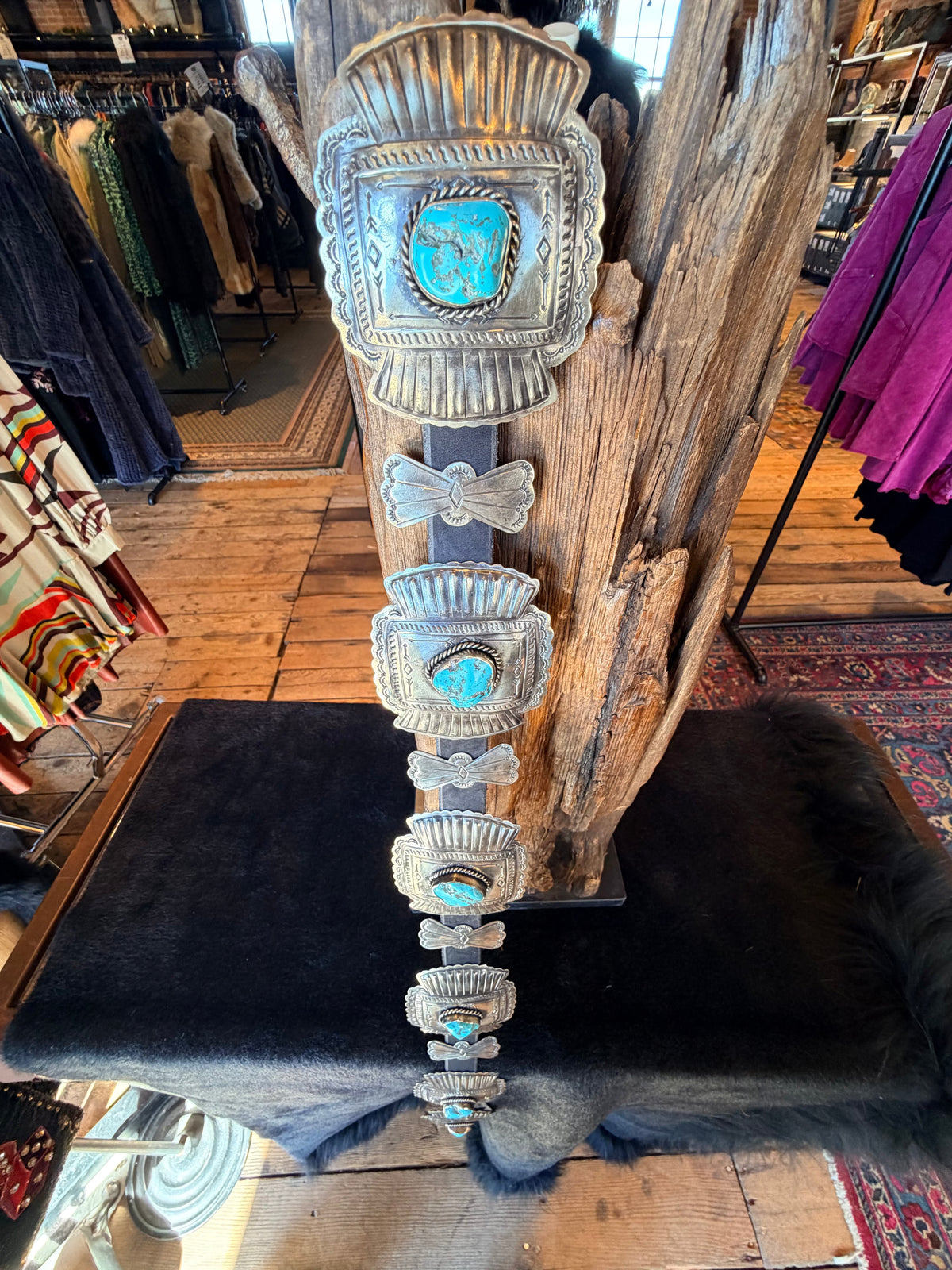 Turquoise/German Silver Arrowhead Concho Belt - BBAR238T